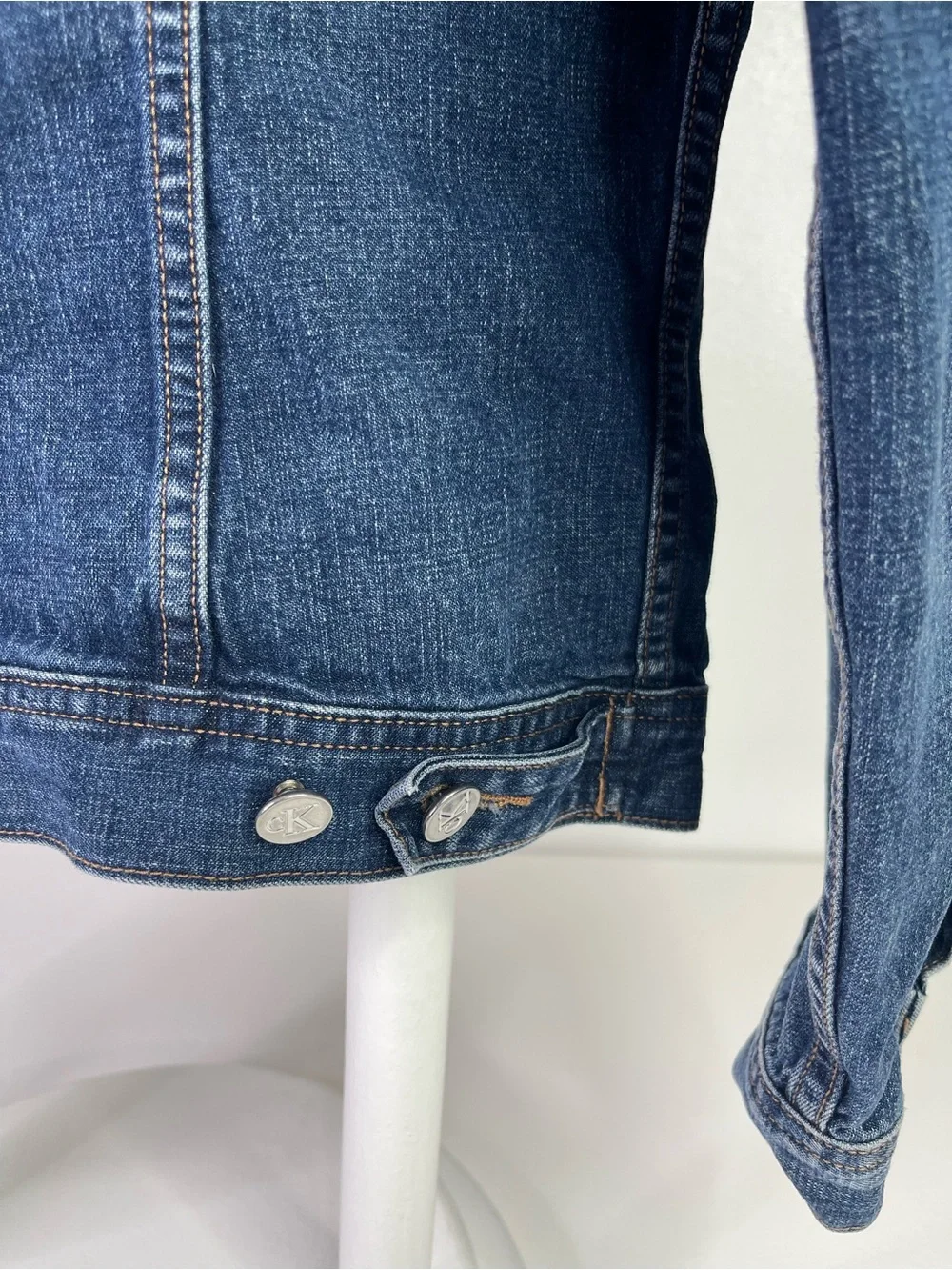 Calvin Klein Jeans Denim Jacket Boys Large L Dark Wash Button Front Cotton